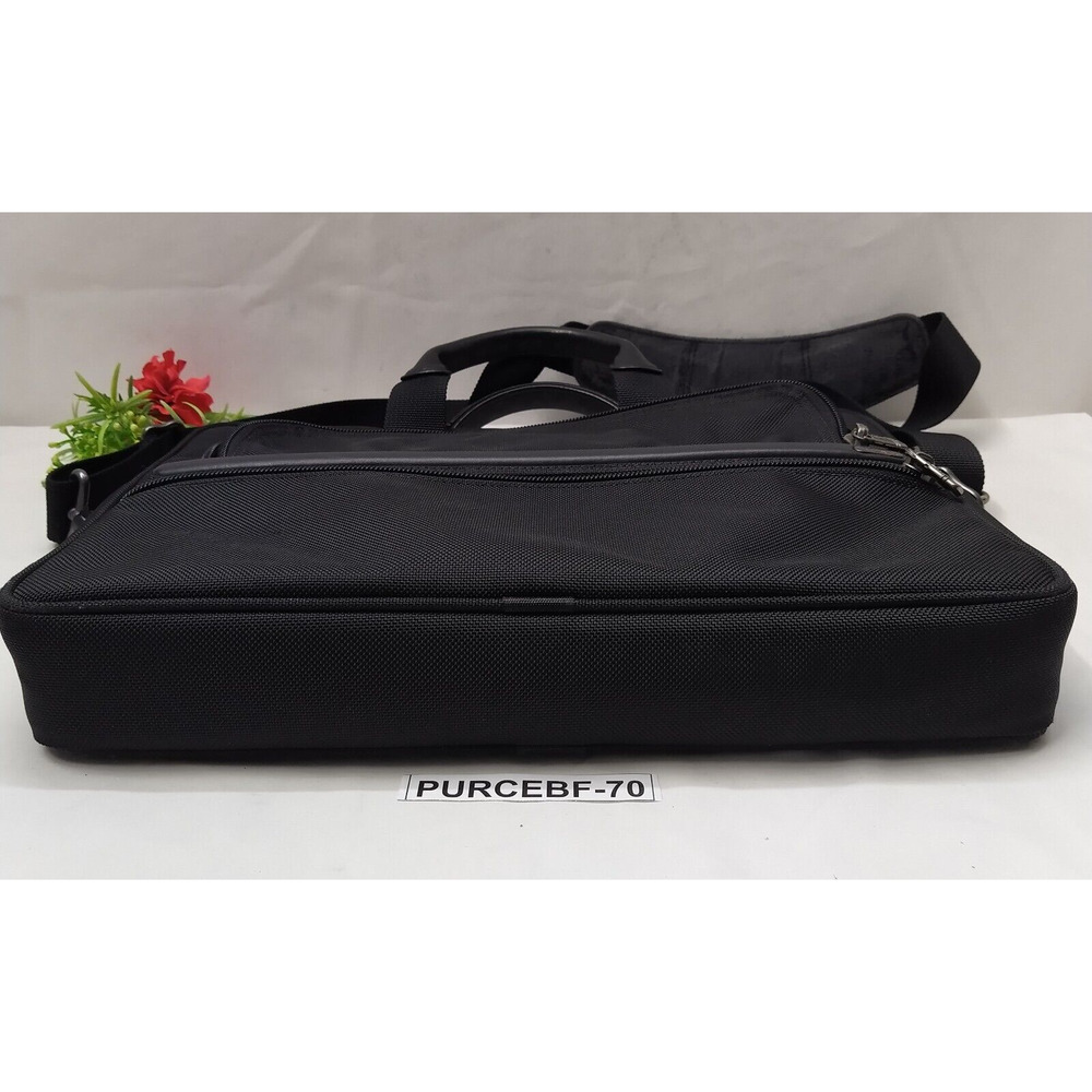 Tumi 2 Way Black Nylon Zipper Around Laptop Briefcase Messenger Bag - Picture 9 of 16